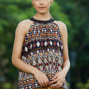 Multicoloured Printed Polyester Top