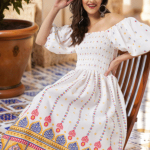 Ethnic Motifs Off-Shoulder Midi Dress