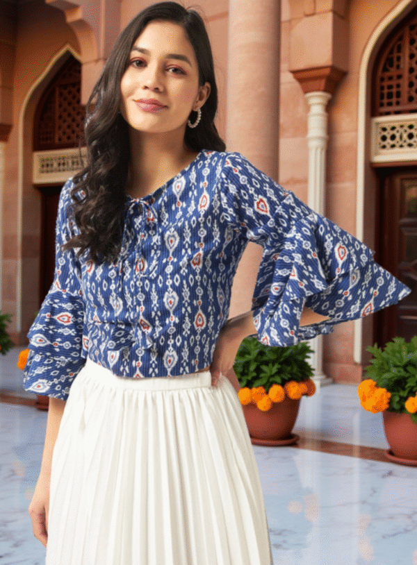 Blue Floral Print Top